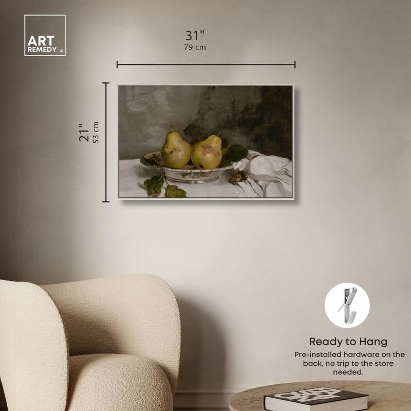 Two Pears in a Silver Bowl Canvas by Art Remedy