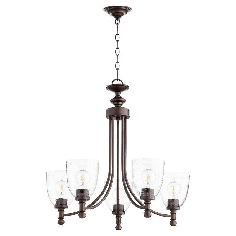 Quorum International Rossington 5 Light 25" Wide Chandelier - Oiled Bronze / Clear Seeded