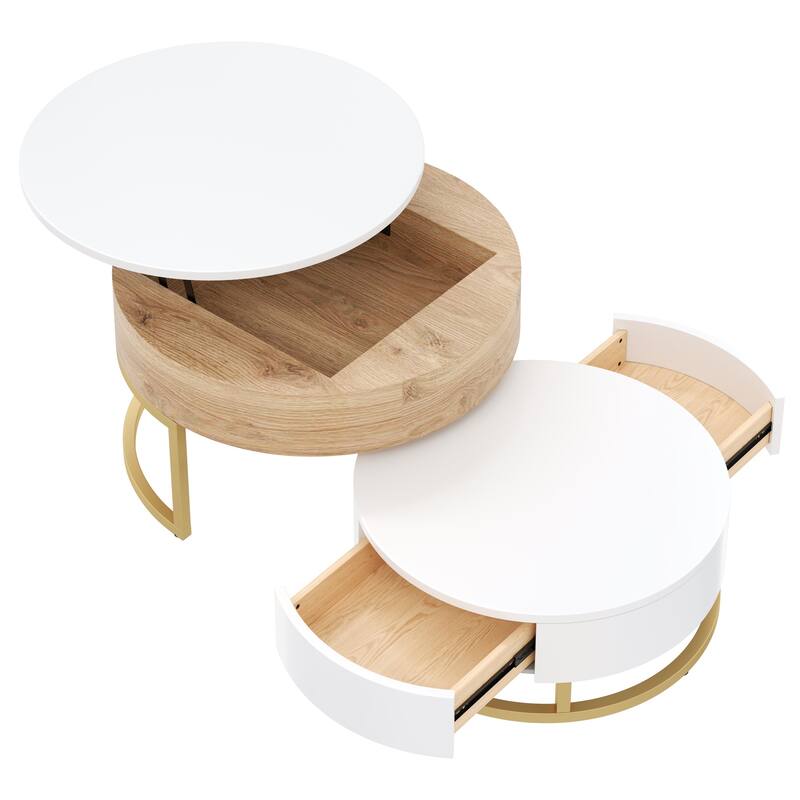Modern Round Lift top Nesting Coffee Tables