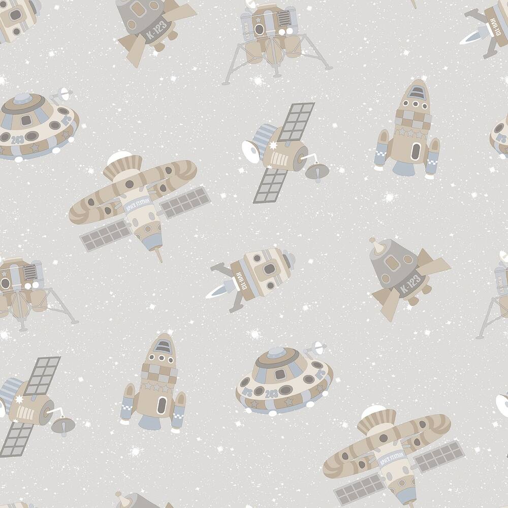 Galerie Wallcoverings Tiny Tots 2 Spaceships Non-woven Glittery Wallpaper Roll