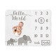preview thumbnail 1 of 4, Grey Elephant Boy or Girl Baby Monthly Milestone Blanket - Watercolor Safari Animal for Mint Green and Gray Collection