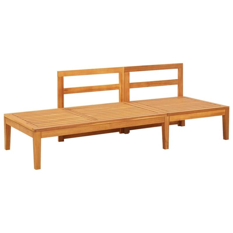 vidaXL Patio Sun Lounger with Cushions Modular Sofa Tea Table Solid Acacia Wood