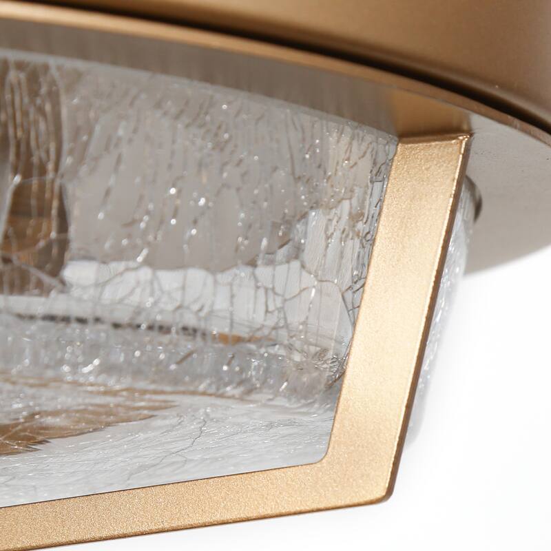 Modern Glam Flush Mount Light Textured Cracked Glass LED 3-light for Bedroom - D15" x H 5"