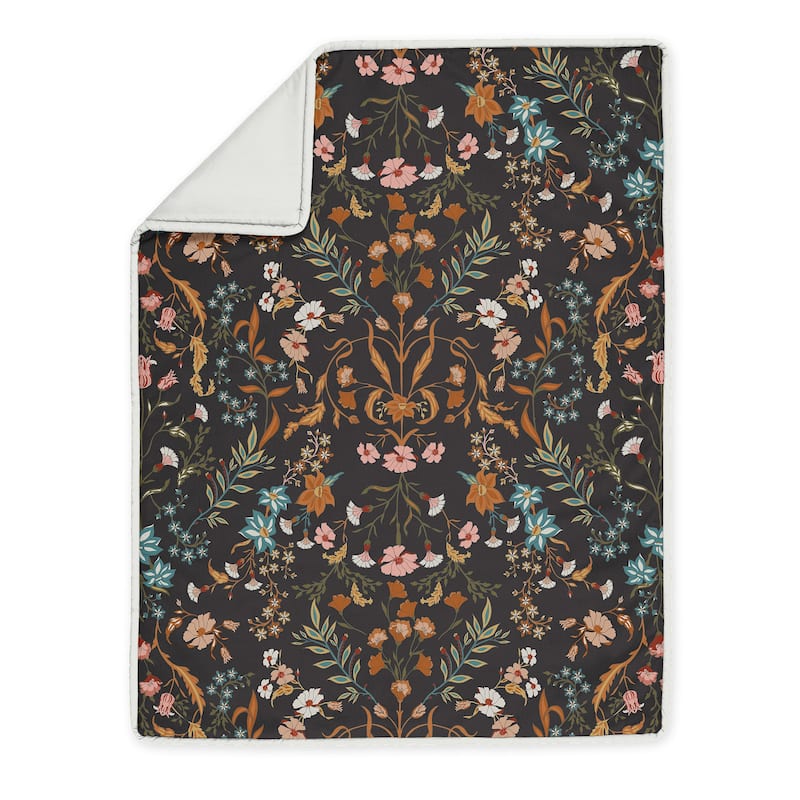Sweet Jojo Designs Boho Wildflower Vintage Floral Girl 4p Nursery Crib Bedding Set Black Orange Bohemian Farmhouse Cottagecore