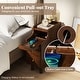 preview thumbnail 6 of 8, Gymax Solid Wood End Table w/ Pull-out Tray & 2 Storage Drawers Cable