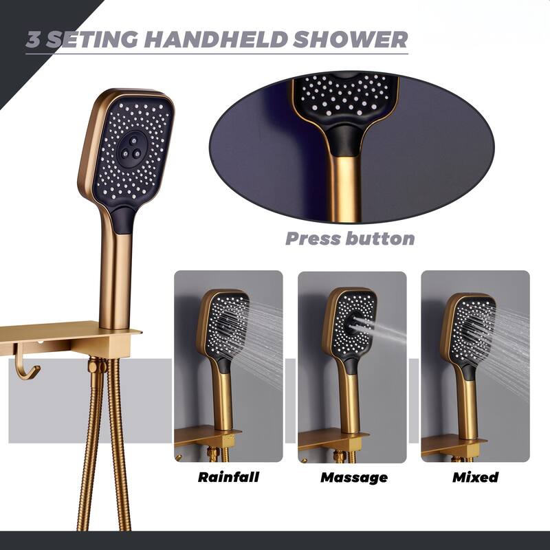 3 Functions Ceiling Mounteded Thermostatic Luxury Shower System with Shower Holder