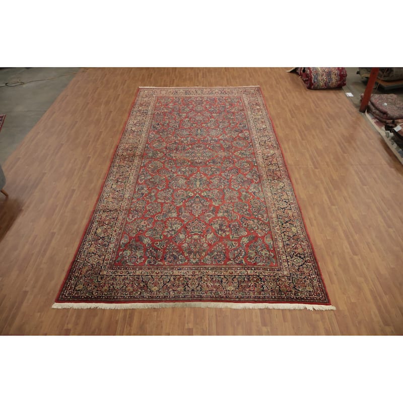 Hand Knotted Oriental 100% Wool Carpet Traditional Floral Oranges & Rust Sarouk Area Rug - 21' 3'' X 10' 7''