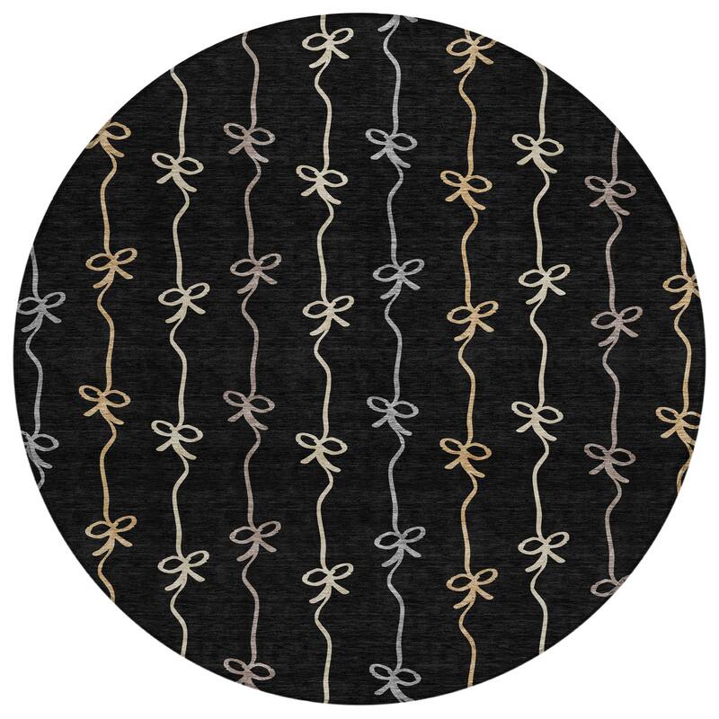 Machine Washable Indoor/ Outdoor Modern Bow Stripe Chantille Rug