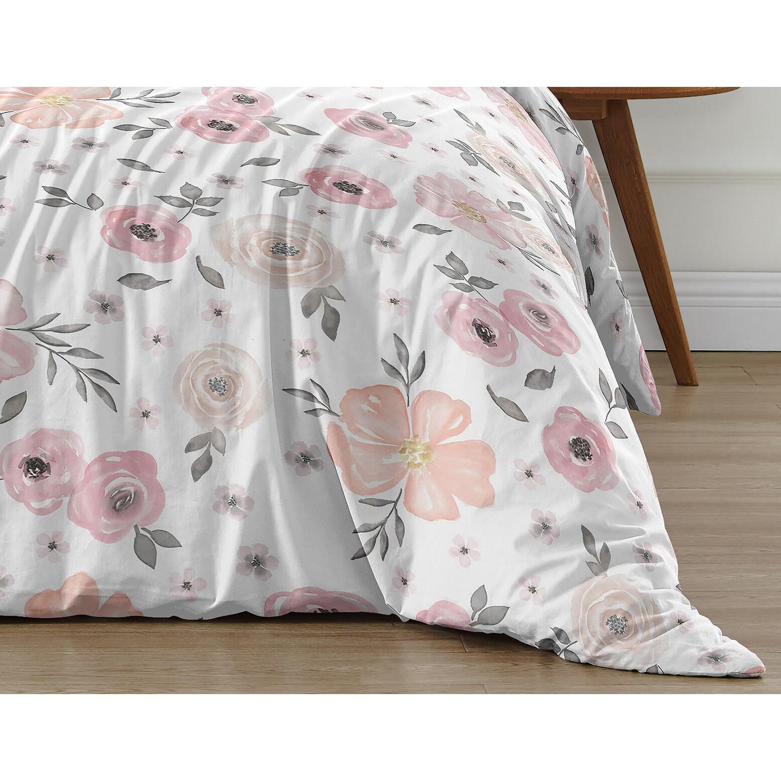 Sweet Jojo Designs Blush Pink Grey Boho Floral Girl Queen Duvet Cover Bedding Set Bohemian Watercolor Farmhouse Shabby Chic Gray Bed Bath Beyond 39159614