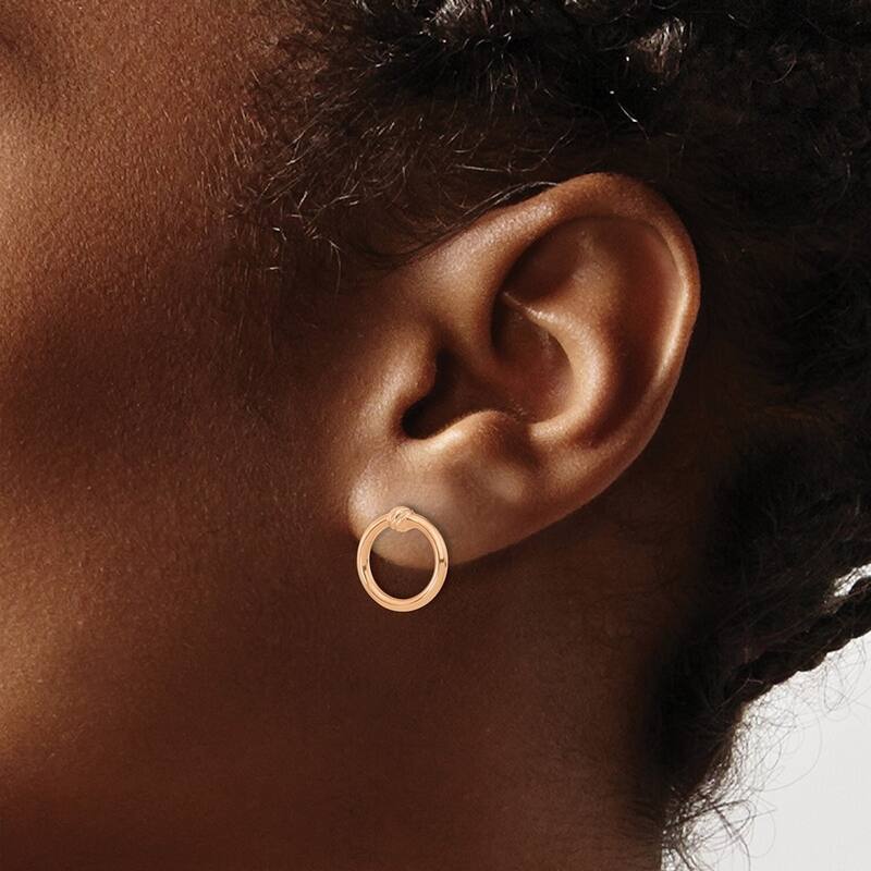 Curata 14k Rose Gold Textured Twisted Circle Post Earrings 12.5x11.5mm