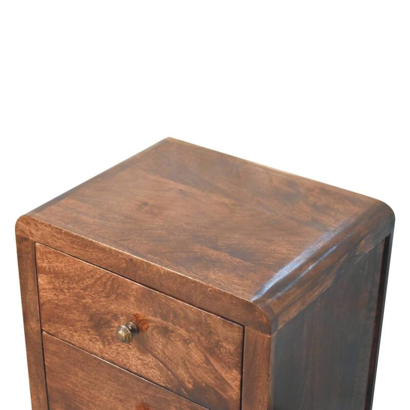 HomeRoots 24" Walnut Solid Wood Three Drawer Nightstand
