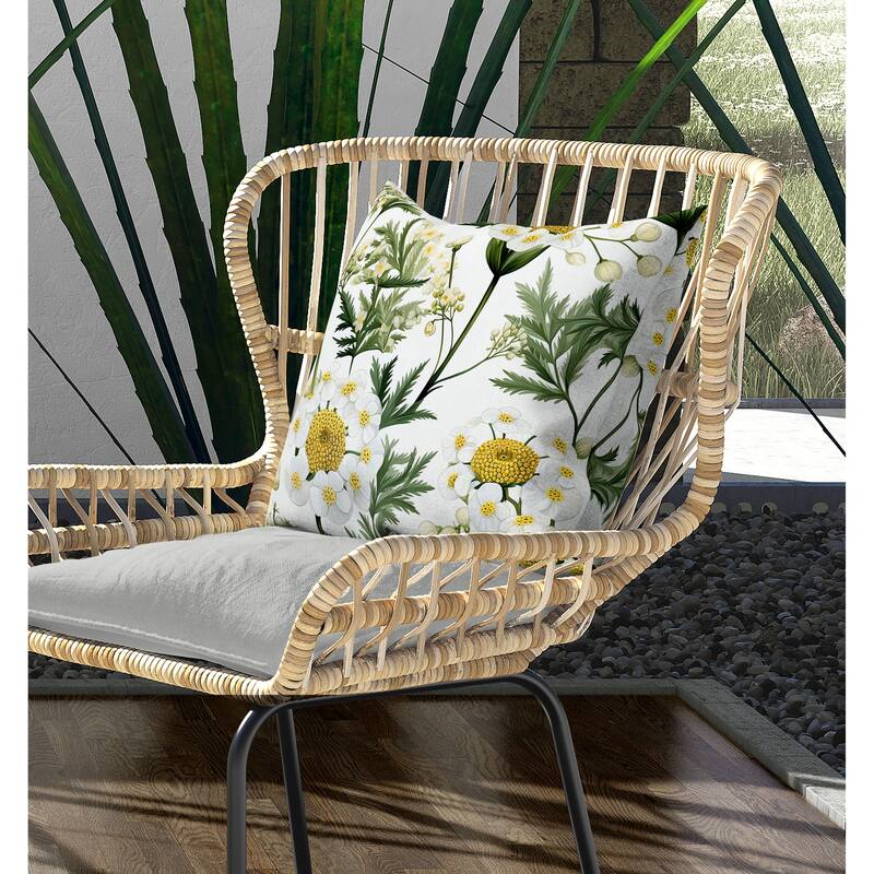 Millefolium Harmony Indoor/Outdoor Reversible Throw Pillow White and Green
