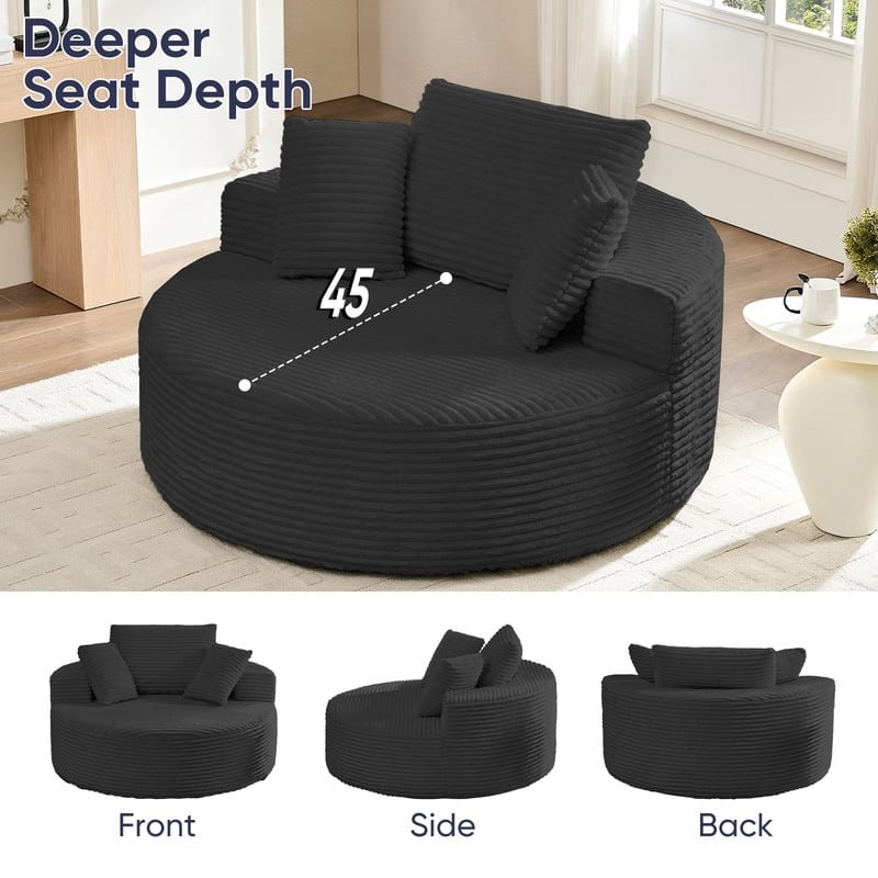Corduroy Lazy Sofa Bean Bag Chair,Sponge Chaise Lounge Chair Indoor,Modern Sleeper Chair for Living Room Bedroom Office