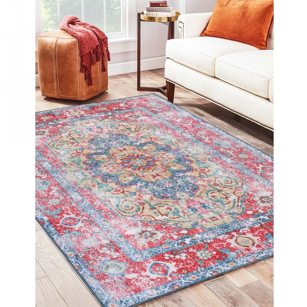 Superior Tanager Medallion Non-Slip Washable Indoor Area Rug