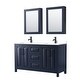 preview thumbnail 24 of 71, Daria 60 Inch Double Vanity, Cultured Marble Top, Medicine Cabinets Dark Blue, Black Trim, White Cultured Marble Top