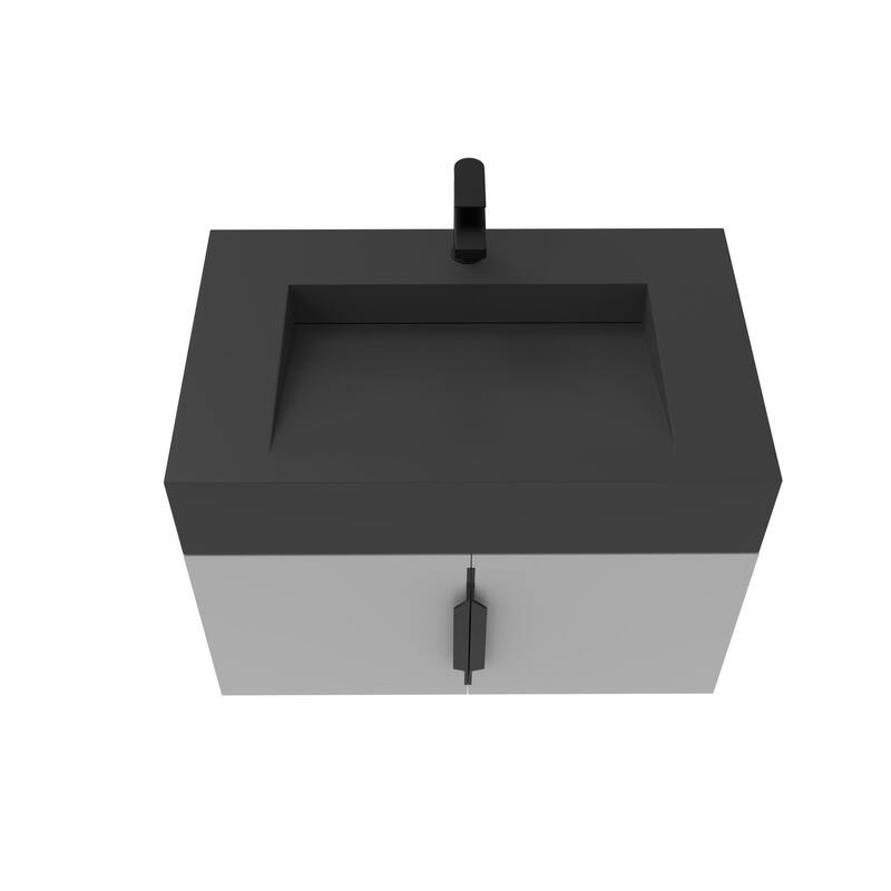 Nile 30-Inch Wall Mounted Bathroom Vanity Set w/ Black Top