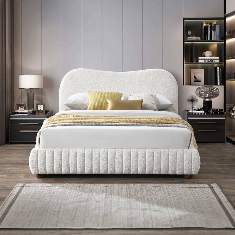 GDFStudio - Norme Modern Boucle Upholstered Low Profile Platform Bed