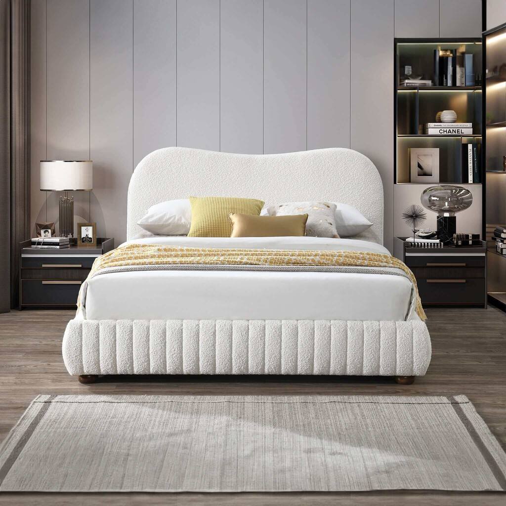 Norme Boucle Upholstered Low Profile Platform Bed