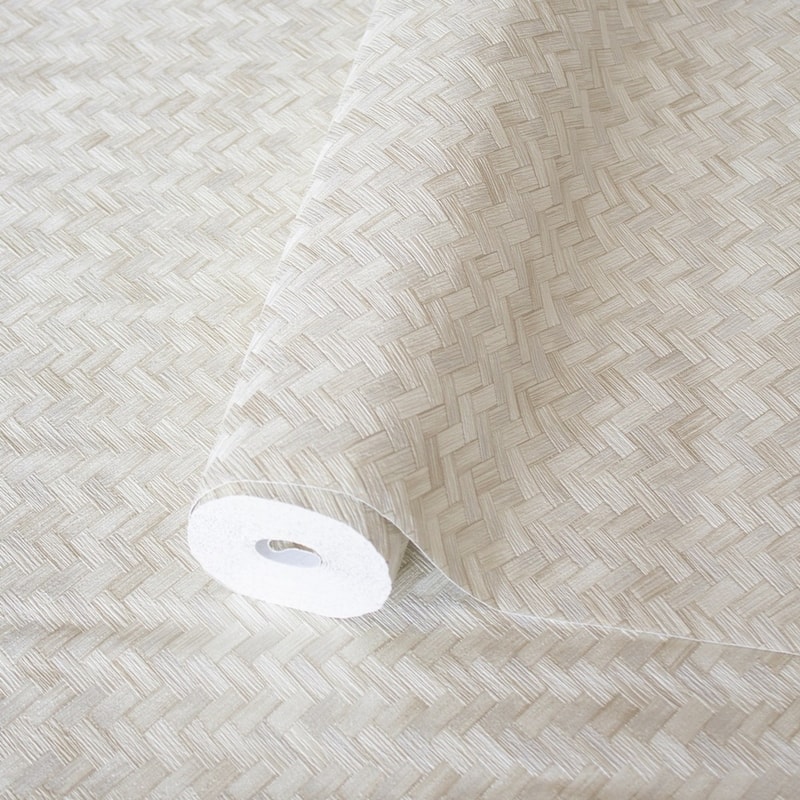 Braided Geometric Pattern Jute Basket Weave Chevron Wallpaper