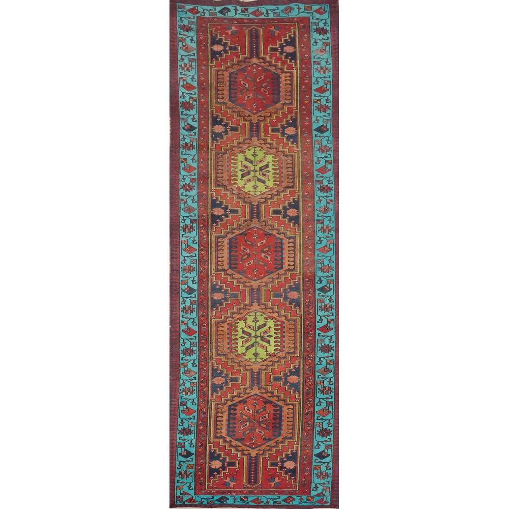 Hand Knotted Oriental 100% Wool Carpet Traditional Geometric Multi-Colored Ardebil Runner Rug - 10' 10'' X 3' 3''