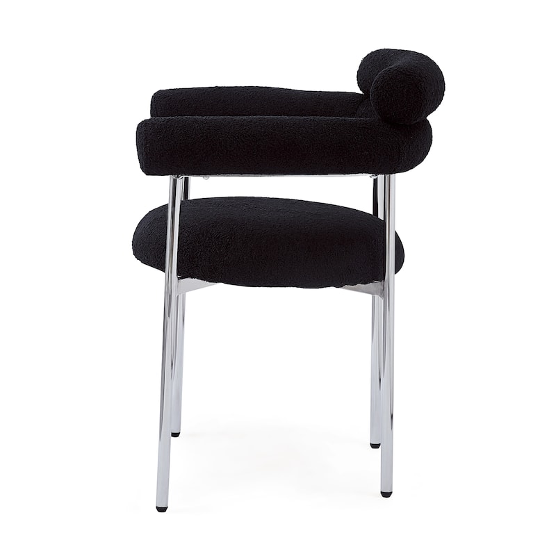 Fabric Upholstered Dining Chairs Set of 2, Lounge Armchairs with Backrest, Kitchen Side Chairs with Metal Legs