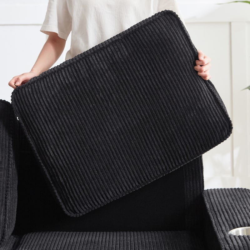 83.86"Corduroy Fabric sofa,Modern Compressed Couch,3-Seater Sofa, Furniture