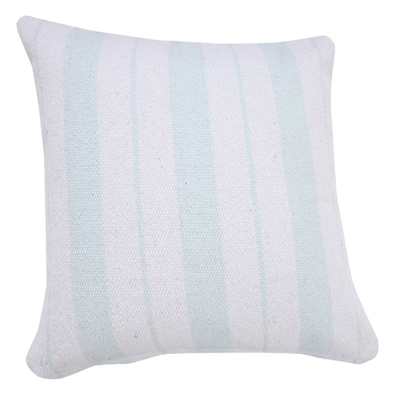 20" Blue and White Striped Pattern Square Throw Pillow