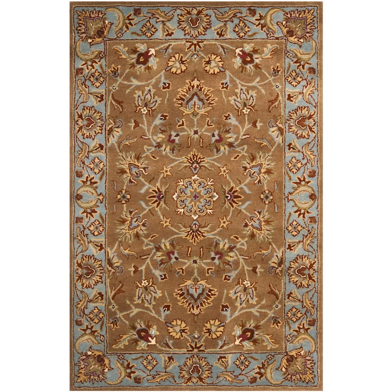 SAFAVIEH Handmade Heritage Heritage Bloom Brown/ Blue Wool Rug - 4' x 6' - Beige/Blue - Runner/Rectangle
