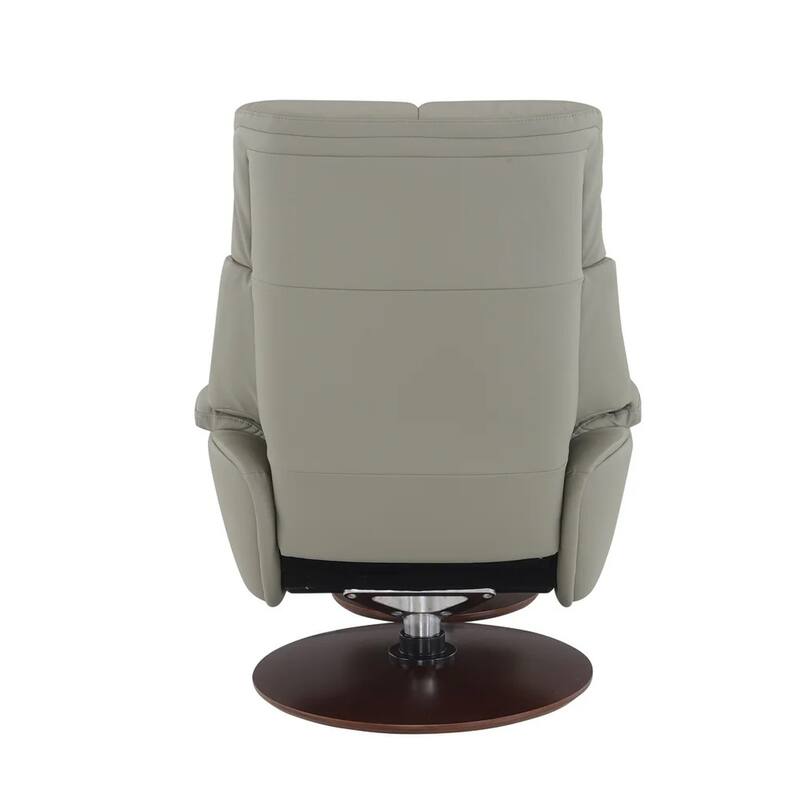Synthetic Leather Upholstered Swivel Accent Chair with Ottoman in Gray