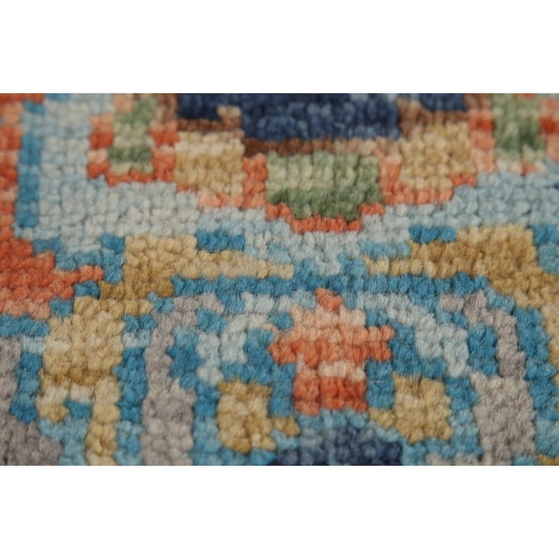 Floral Oushak Indian Area Rug Hand-Knotted Wool Carpet - 8'9" x 12'1"