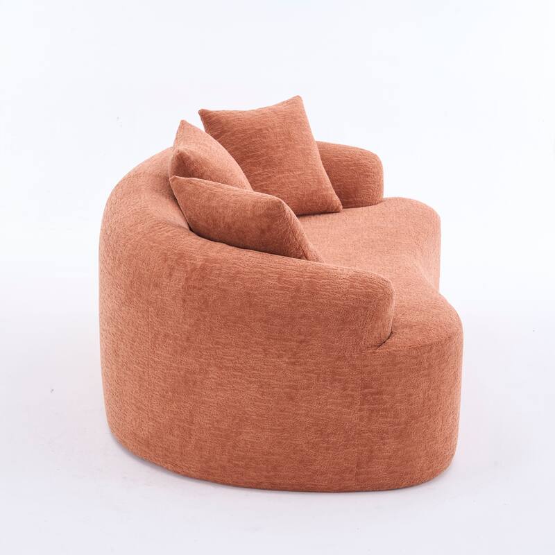 Coral Curved Loveseat: Compressed, No Assembly, Chenille Sofa