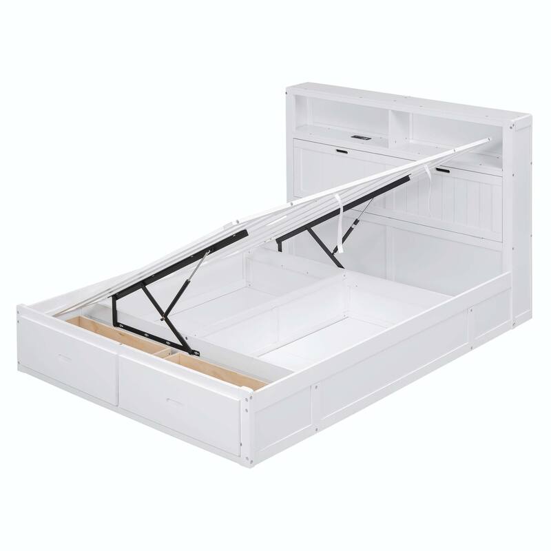 Wood Queen Size Hydraulic Platform Bed