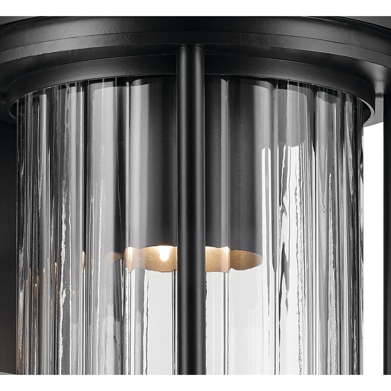 Barras 11.5" 1-Light Outdoor DarkSky Approved Wall Sconce with Clear Ribbed Glass in Black