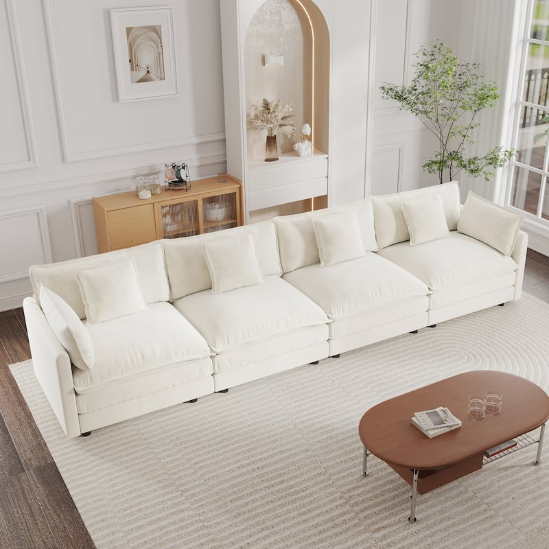 Cloud Chenille Upholstered Modular Sectional Sofa with DIY Combination Design