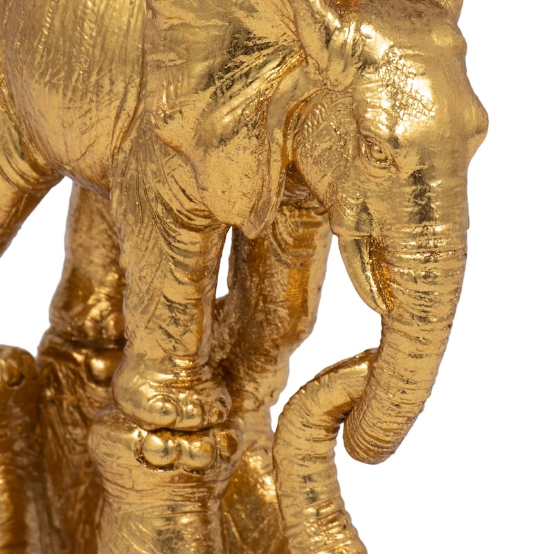 Sagebrook Home Resin, 10" Stacked Elephants, Gold, Novelty, 10"H, Solid