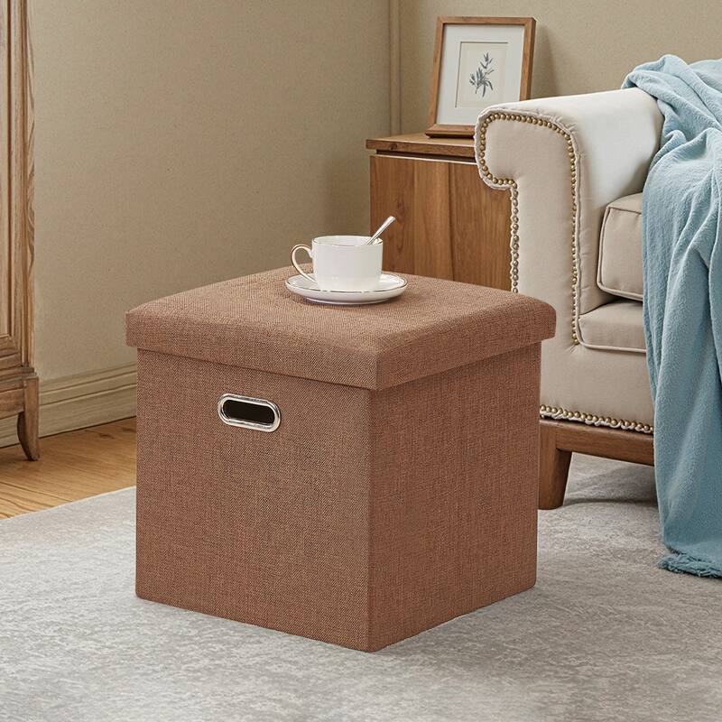 Ottoman Storage Ottoman Footrest Stool Small Ottoman with Storage Foldable Ottoman Foot Rest Footstool Bench - 15 Inch - Brown