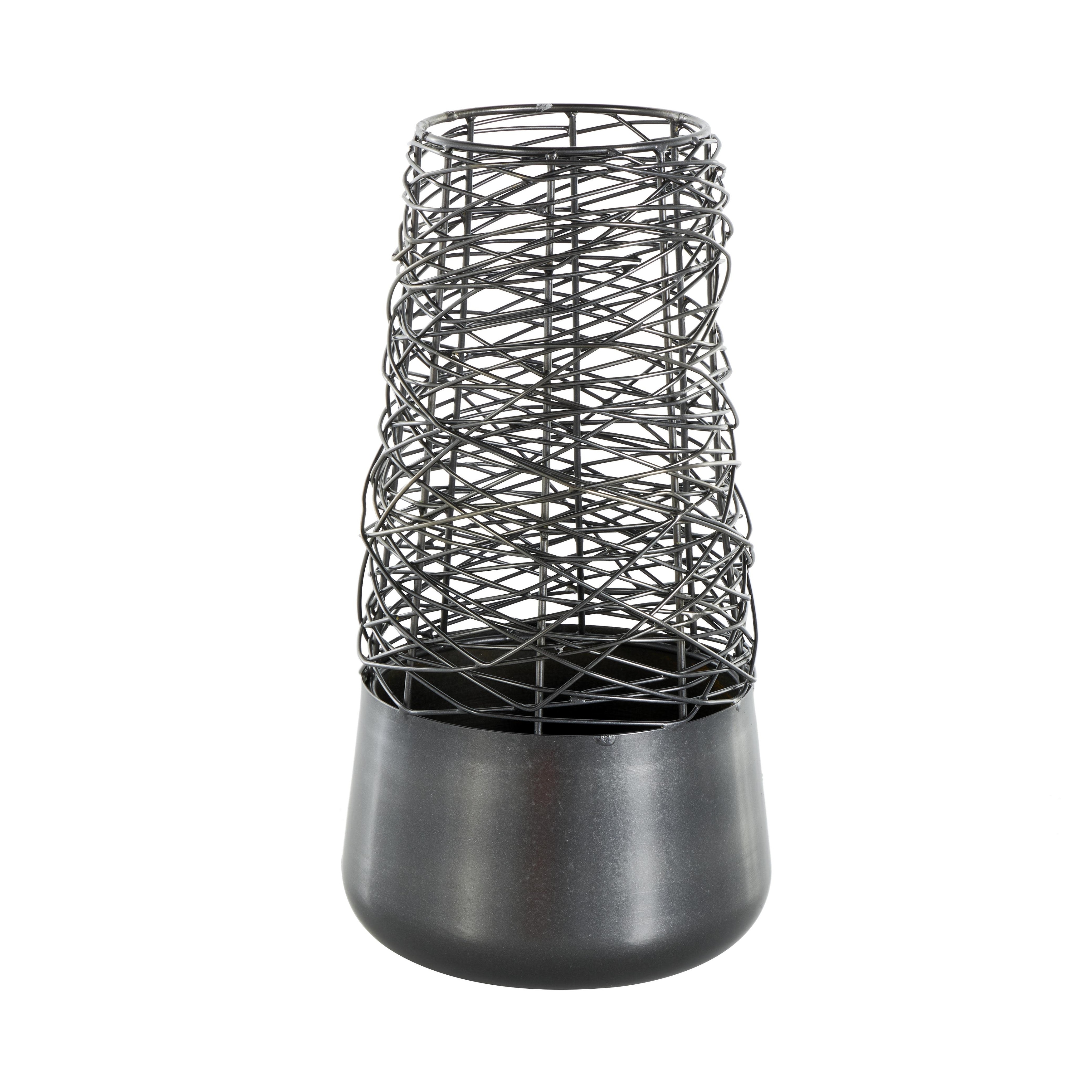 Metal Abstract Intertwined Wire Decorative Vase with Solid Matte Base - Black - Roche River Decor