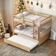preview thumbnail 32 of 47, Rubber Wood 2 In 1 Full Over Full Bunk Bed with Twin Size Trundle,Convertible to 2 Full Size Beds