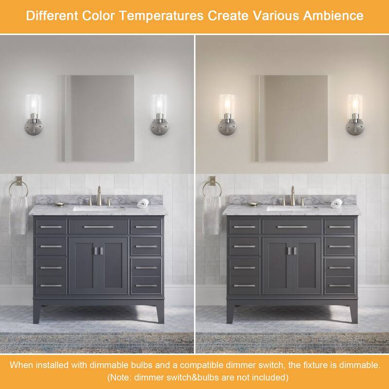 1-Light Modern Bathroom Vanity Light with Clear Glass Shades, Classic Wall Sconces for Dining Room Living Room