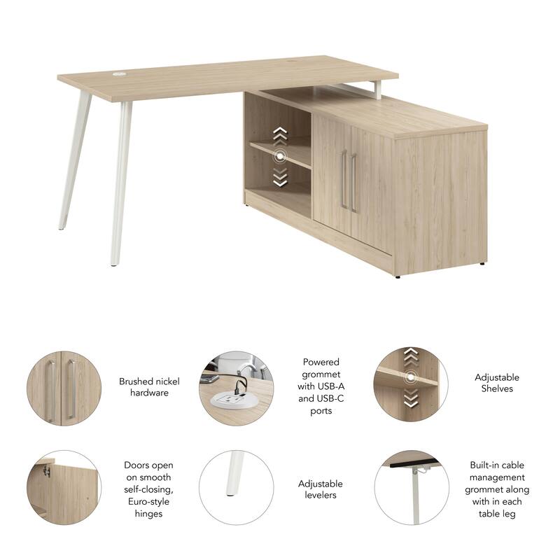 Bush Business Furniture Vista 60W L Shaped Desk with Storage Cabinet