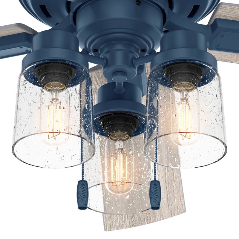 Hunter 52" Hartland Ceiling Fan with 3-Light LED Light and Pull Chains - Farmhouse, Transitional