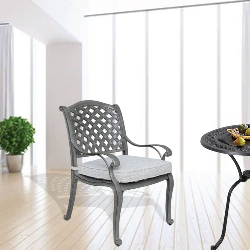 Ventura Cast Aluminum Dining Arm Chair with Cushion