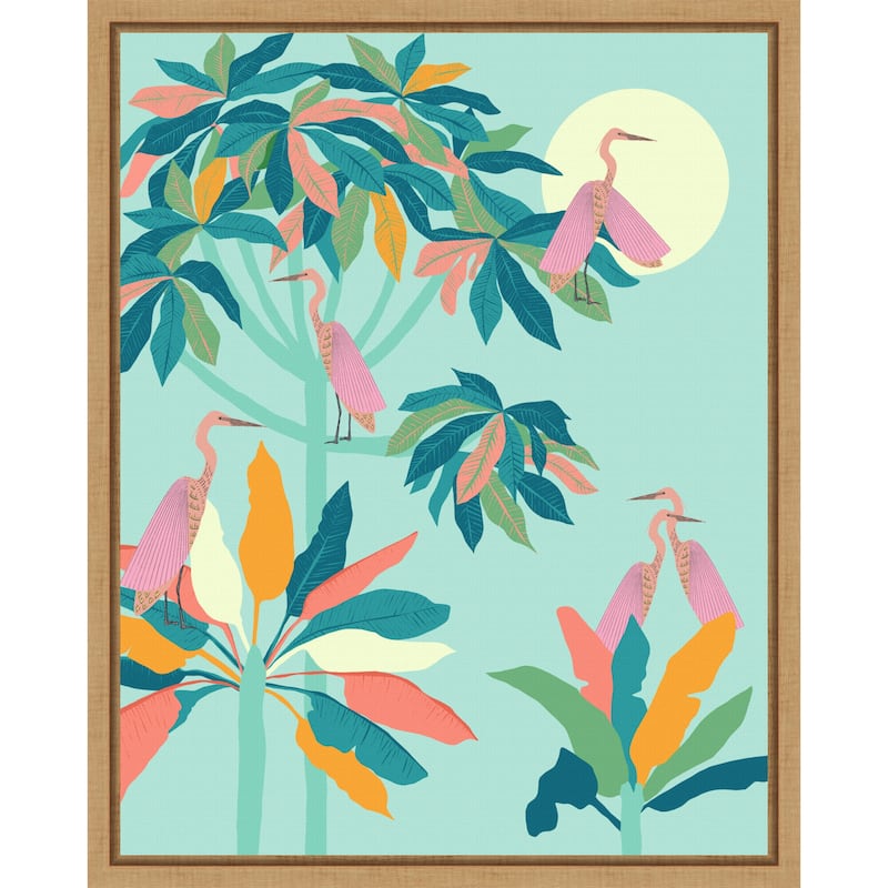 Drawn To the Moon Herons by Uma Gokhale Framed Canvas Wall Art