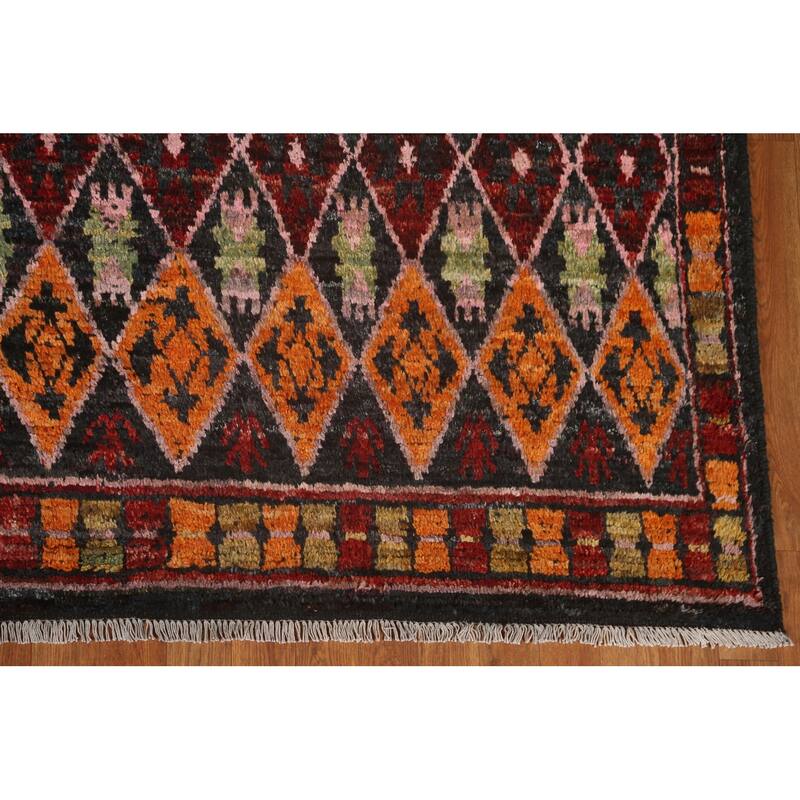 Trellis Moroccan Tribal Wool Area Rug Hand-knotted Living Room Carpet - 8'6" x 10'0"