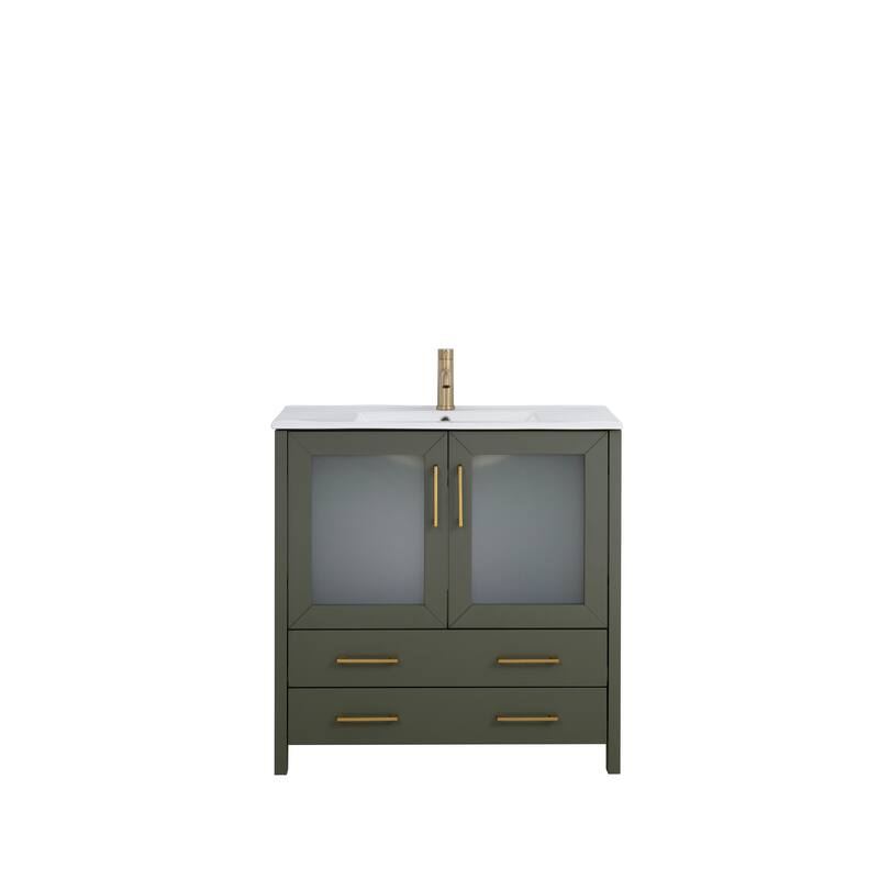 Vanity Art 36-Inch Single Sink Bathroom Vanity Set Dove-Tailed Drawers, 1 Cabinets, 1 Shelf, Soft-Closing Doors with Free Mirror