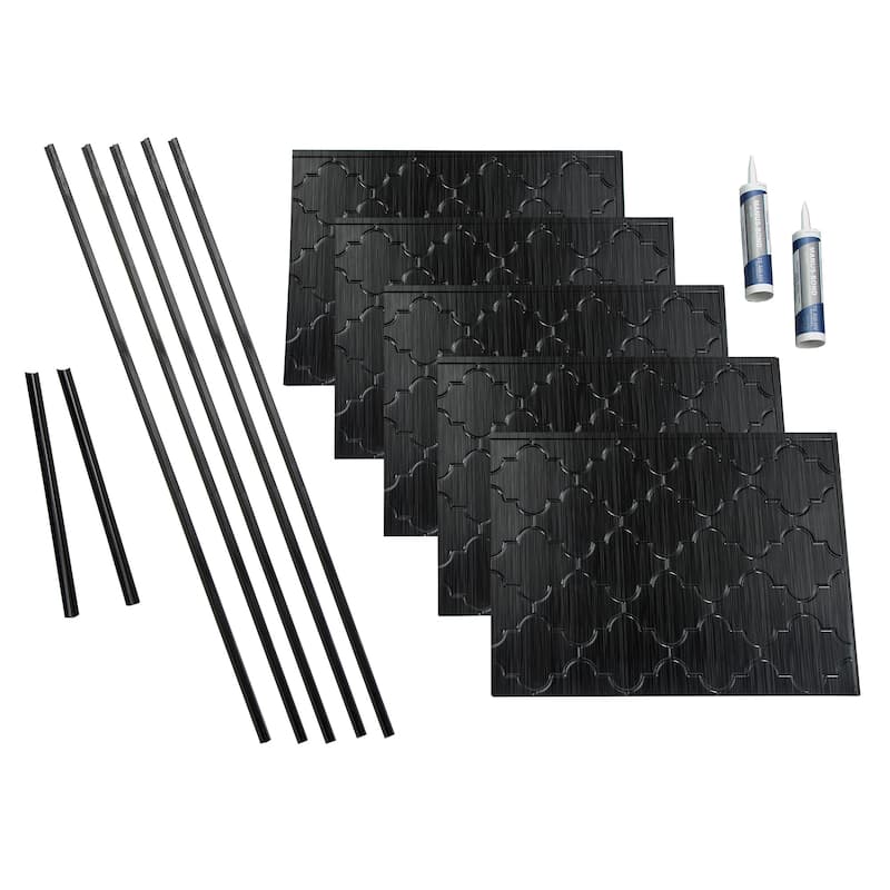 FASÄDE Monaco Decorative Vinyl Backsplash Panel - 15 Sq Ft Kit - Brushed Onyx