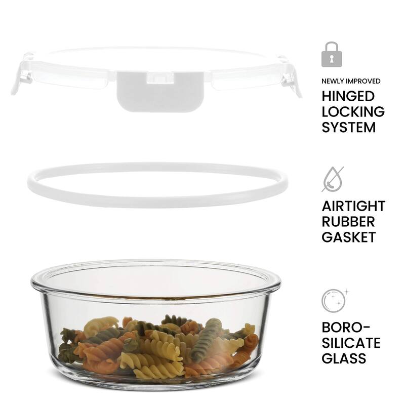 24 Piece Glass Storage Containers with Lids - Leak Proof, Dishwasher Safe Glass Food Storage Containers