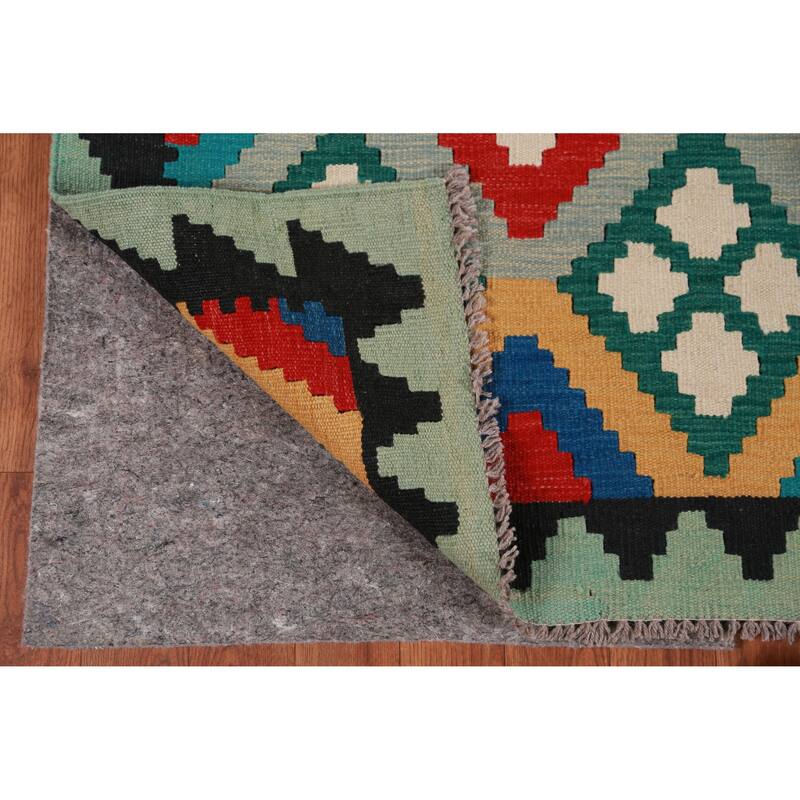 Hand Woven Oriental 100% Wool Carpet Southwestern All-Over Multi-Colored Kilim Area Rug - 7' 11'' X 5' 6''