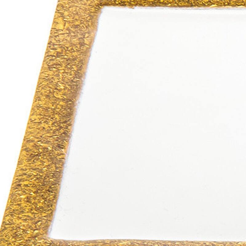 HomeRoots 9" Gold And White Rectangular Metal Tray