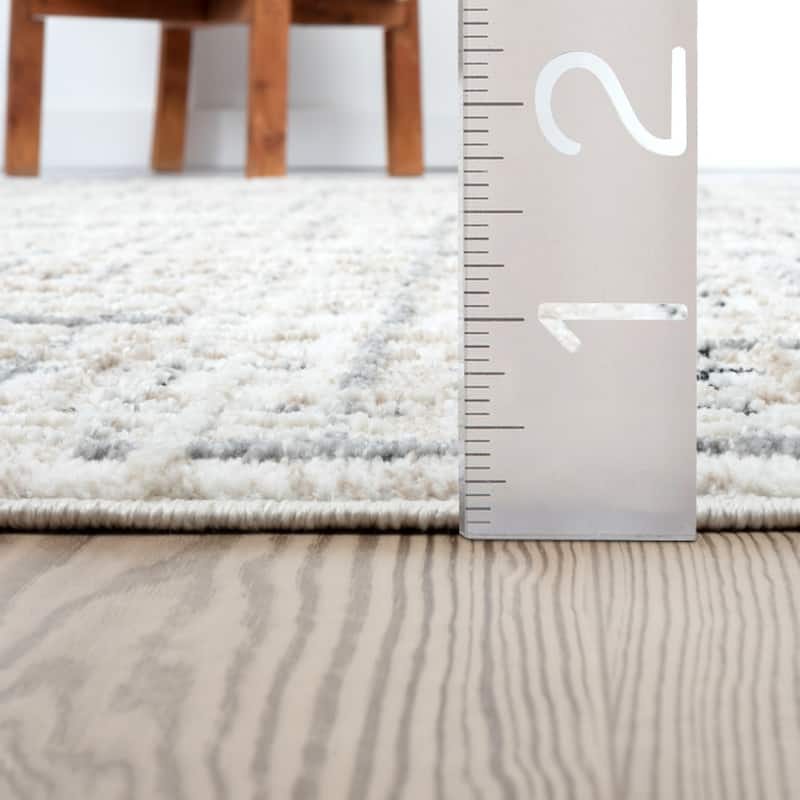 Abani Viva VIV130A Neutral Beige Grey Crosshatch Area Rug